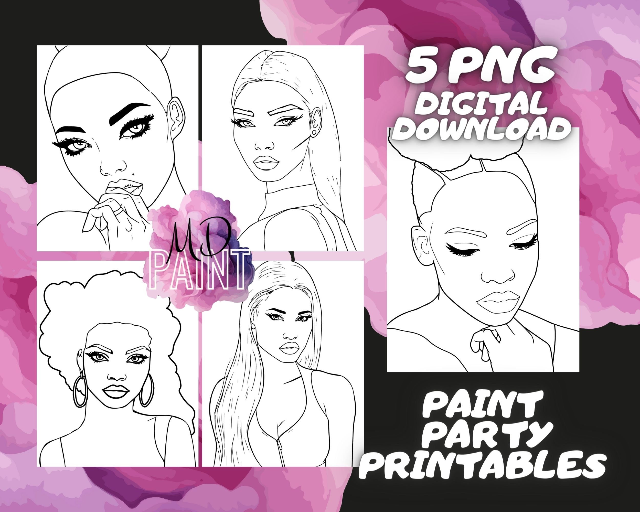 5 SIP AND PAINT Party Printables Design, Paint and Sip Canvas. - Etsy
