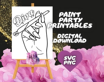 Kits de peinture Smoke Paint et Sip Diy Peinture sur toile avec contour pré-dessiné Dessin de fête d'art pré-esquissé pour toile. PNG - svg - pdf