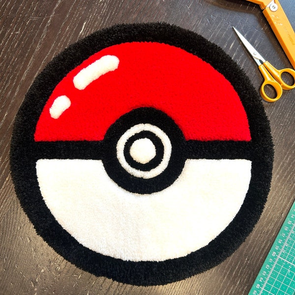 Tapis Pokeball, tufting,  tapis de sol ou décoration murale, pokemon, sur mesure