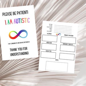 Autisme ID-kaart, Autisme kaart, Autisme Medische Kaart, Autisme Alert Card, Autisme Bewustzijn Medische Alert ID-kaartsjabloon, Autisme Noodkaart