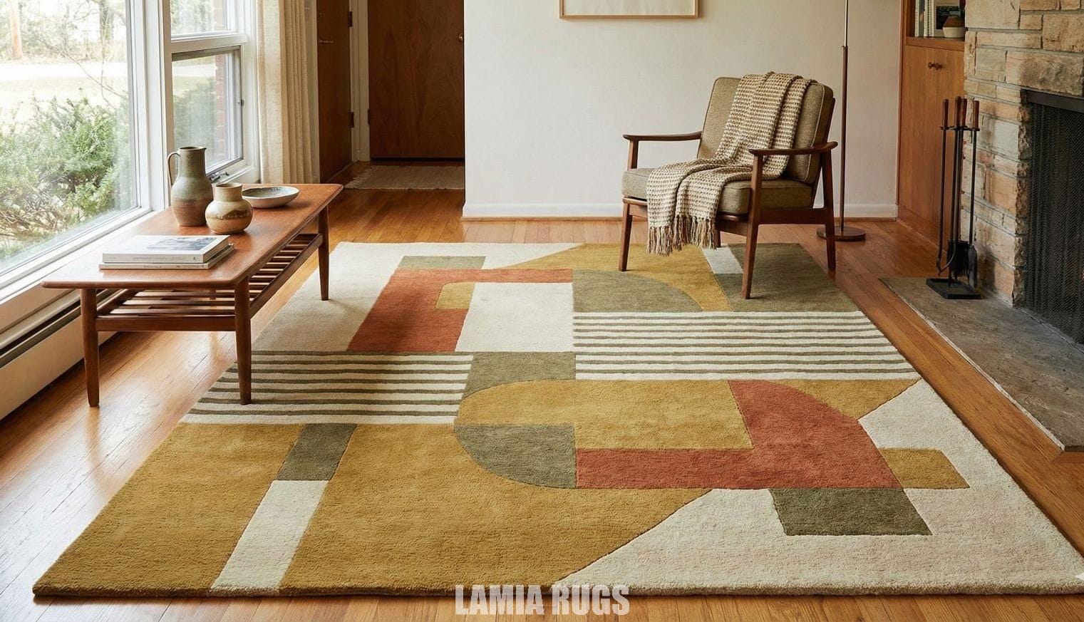 Hand Tufted Wool Rug, Modern Geometric Area Rug, Mid Century Rug ...