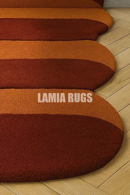 Hand-tufted Wavy Runner Rug | Terracotta & Orange Striped Area Rug ...