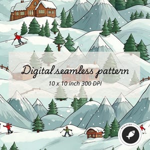 Winterspass in den Bergen - Nahtloses Muster (Digitaler Download)