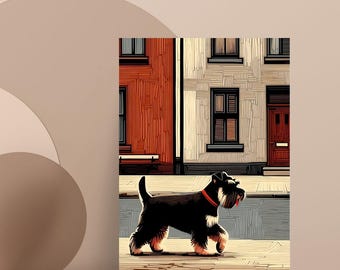 Schnauzer dog in a street – Printable Wall Art (Digital Download)