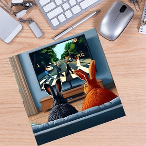 Cartão para impressão, download instantâneo, download digital, cartão para download, cartão de felicitações, coelhos, televisão