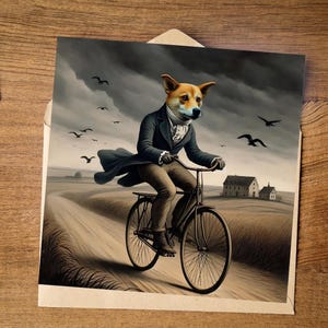 Carte imprimable, téléchargement immédiat, téléchargement numérique, carte téléchargeable, carte de voeux, chien, vélo, vélo, vintage