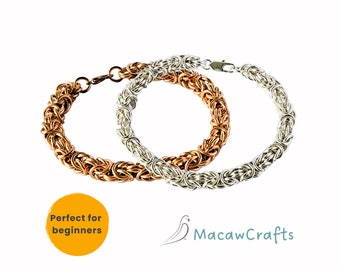 Bronze or Silver Byzantine Chain Bracelet:  Craft Kits for Adults