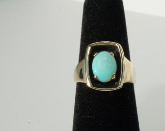 Anello vintage DASON Opal: cabochon in oro 10 kt, misura 6
