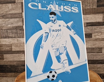 Tableau de Jonathan CLAUSS (Olympique de Marseille / OM) réalisé en relief en impression 3D (Image / affiche / Poster)