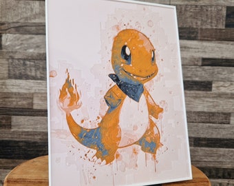 Tableau de Salamèche  (Pokemon) réalisé en relief en impression 3D