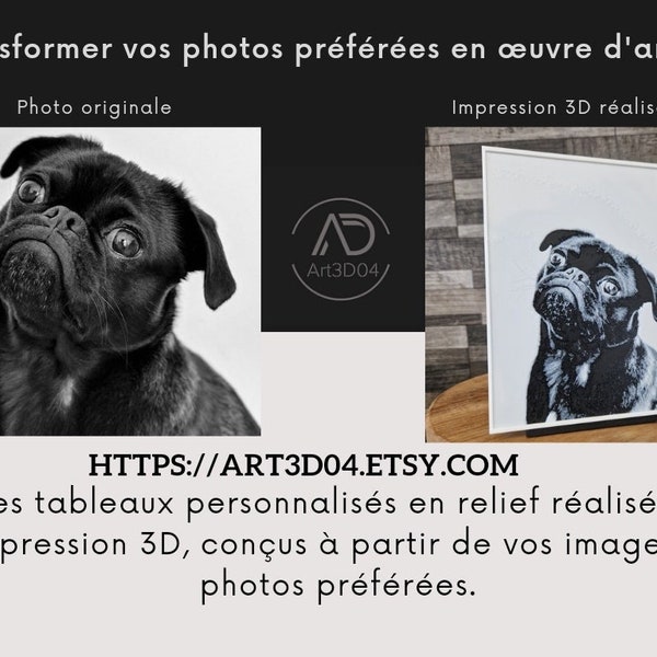 Tableau en Relief Personnalisé en Impression 3D - Transformez Vos Images en Œuvres d'Art (Image / affiche / Poster)