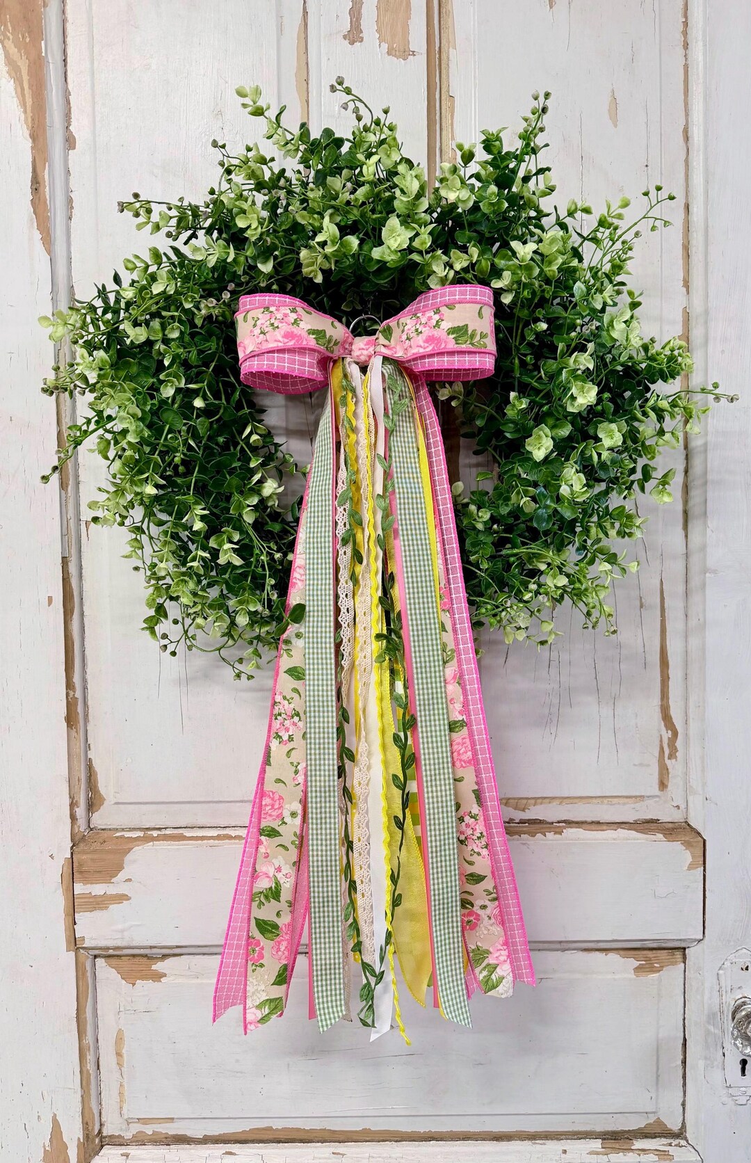 Pink Rose Bow Bundle for Wreath, Floral Wreath Bow, Interchangeable Bow ...