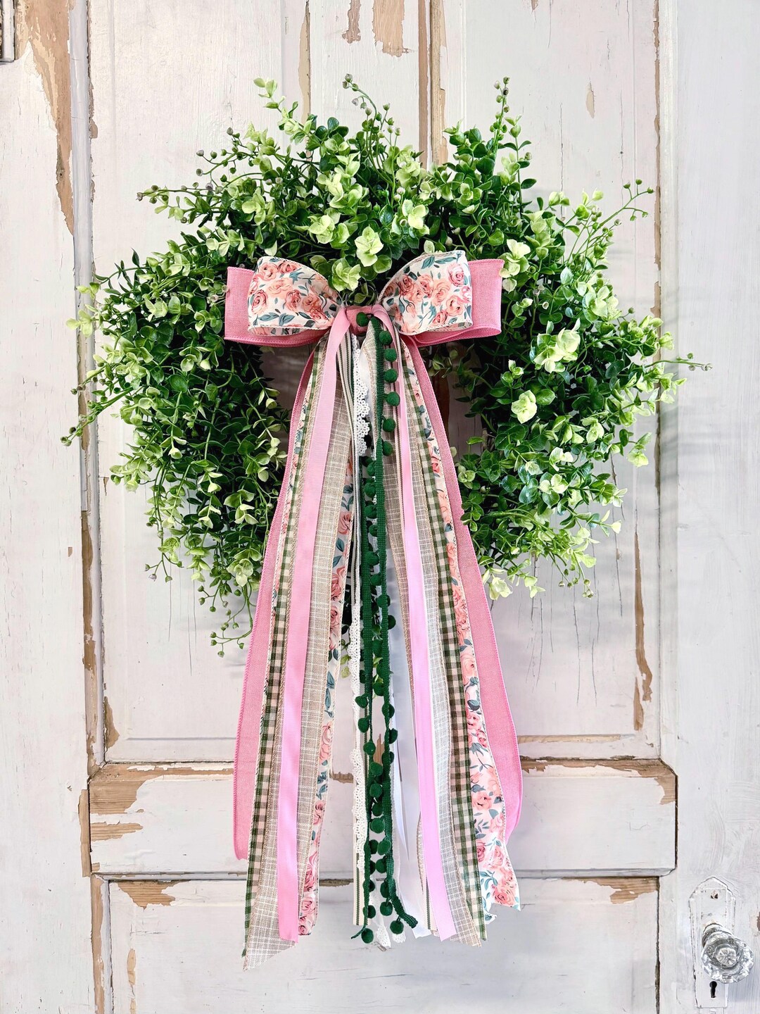 Pink Rose Bow Bundle for Wreath, Floral Wreath Bow, Interchangeable Bow ...