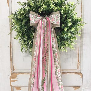Blush Pink Peony Ribbon Bow Bundle for Wreath or Lantern