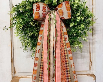Restocked-Pumpkin Harvest Bow Bundle for Wreath, Fall Wreath Bow, Interchangeable Bow, Front Door Bow, Lantern Bow, Farmhouse Decor
