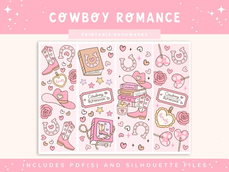 Printable Bookmark Set, Cowboy Romance, Romance Book Lovers, Bookmarks ...