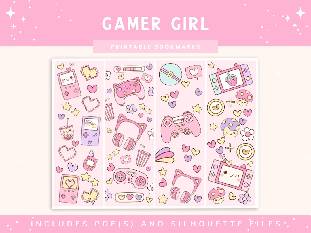 Game Bookmarklets Printable Bookmark Set, Digital Bookmarks, Gamer Girl, Book Lovers ...