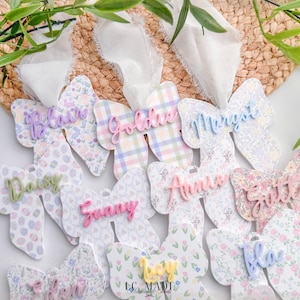 NEW Bow Easter Basket Tag, Personalized Easter Basket Tags, Heirloom, Personalized Kids Easter Basket, Bow Name Tag, Easter Basket Bow