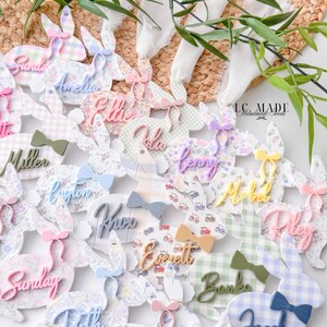 NEW Easter Basket Tag, Bunny Easter Basket Name Tag, Bunny Easter Basket Tag, Personalized Kids Easter Basket, Easter Basket Bows, Heirloom Bild 16