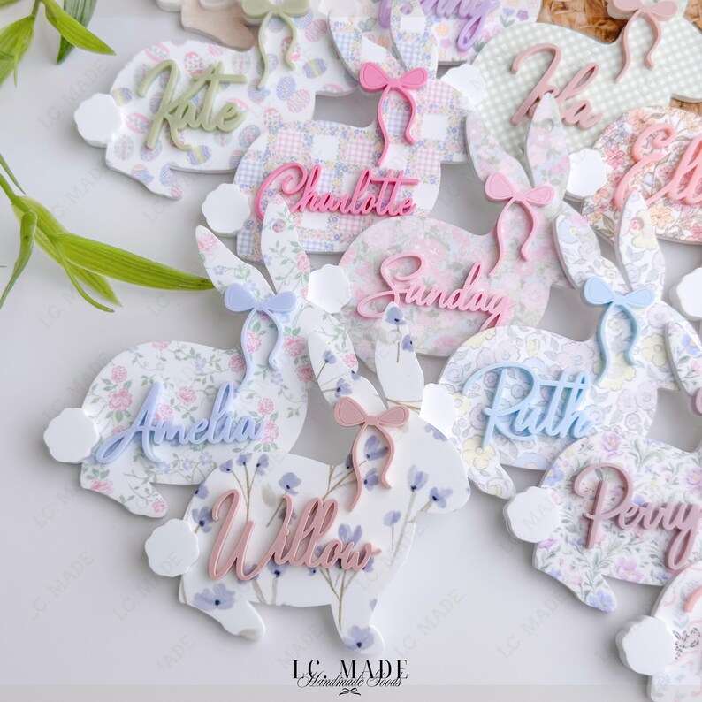 NEW Easter Basket Tag, Bunny Easter Basket Name Tag, Bunny Easter Basket Tag, Personalized Kids Easter Basket, Easter Basket Bows, Heirloom Bild 18