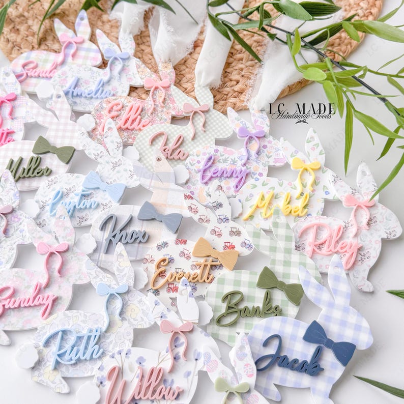 NEW Easter Basket Tag, Bunny Easter Basket Name Tag, Bunny Easter Basket Tag, Personalized Kids Easter Basket, Easter Basket Bows, Heirloom Bild 17