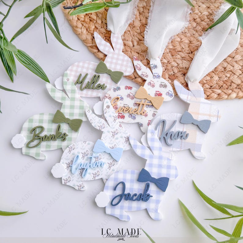 NEW Easter Basket Tag, Bunny Easter Basket Name Tag, Bunny Easter Basket Tag, Personalized Kids Easter Basket, Easter Basket Bows, Heirloom Bild 3