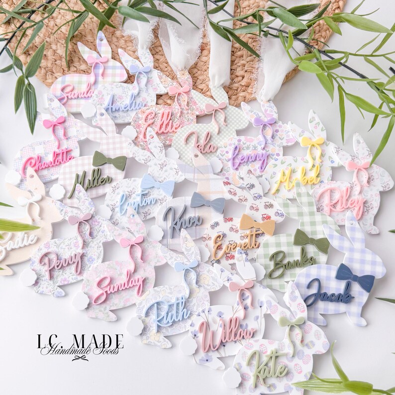 NEW Easter Basket Tag, Bunny Easter Basket Name Tag, Bunny Easter Basket Tag, Personalized Kids Easter Basket, Easter Basket Bows, Heirloom Bild 2