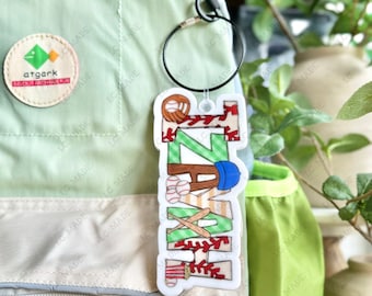 Baseball Inspired Backpack Tag, Personalized Baseball Keychain, Luggage Tag, Backpack Tag, Personalized Backpack, Back To School, Varsity