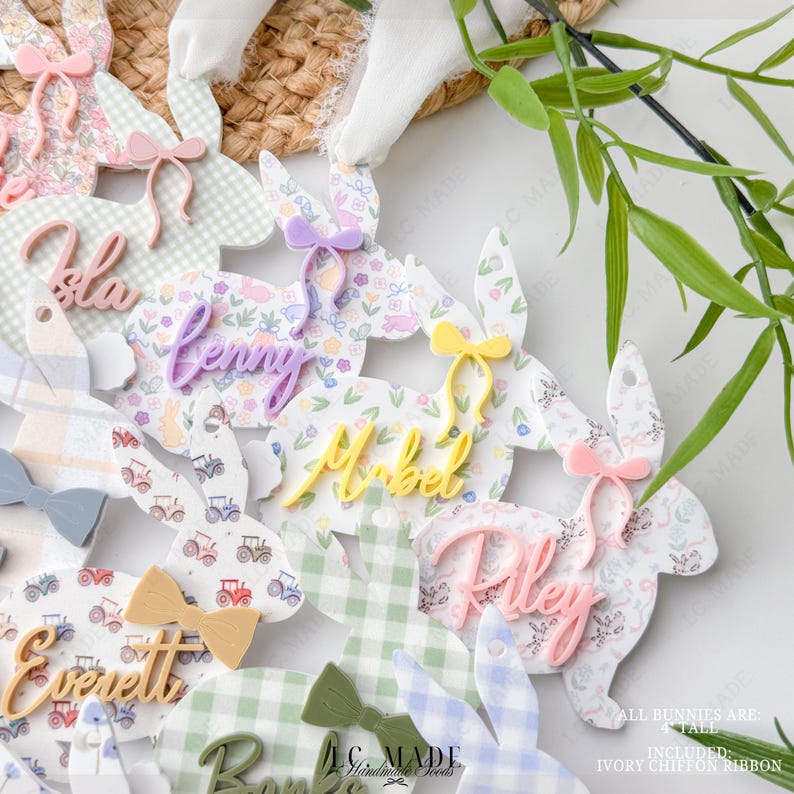 NEW Easter Basket Tag, Bunny Easter Basket Name Tag, Bunny Easter Basket Tag, Personalized Kids Easter Basket, Easter Basket Bows, Heirloom Bild 20