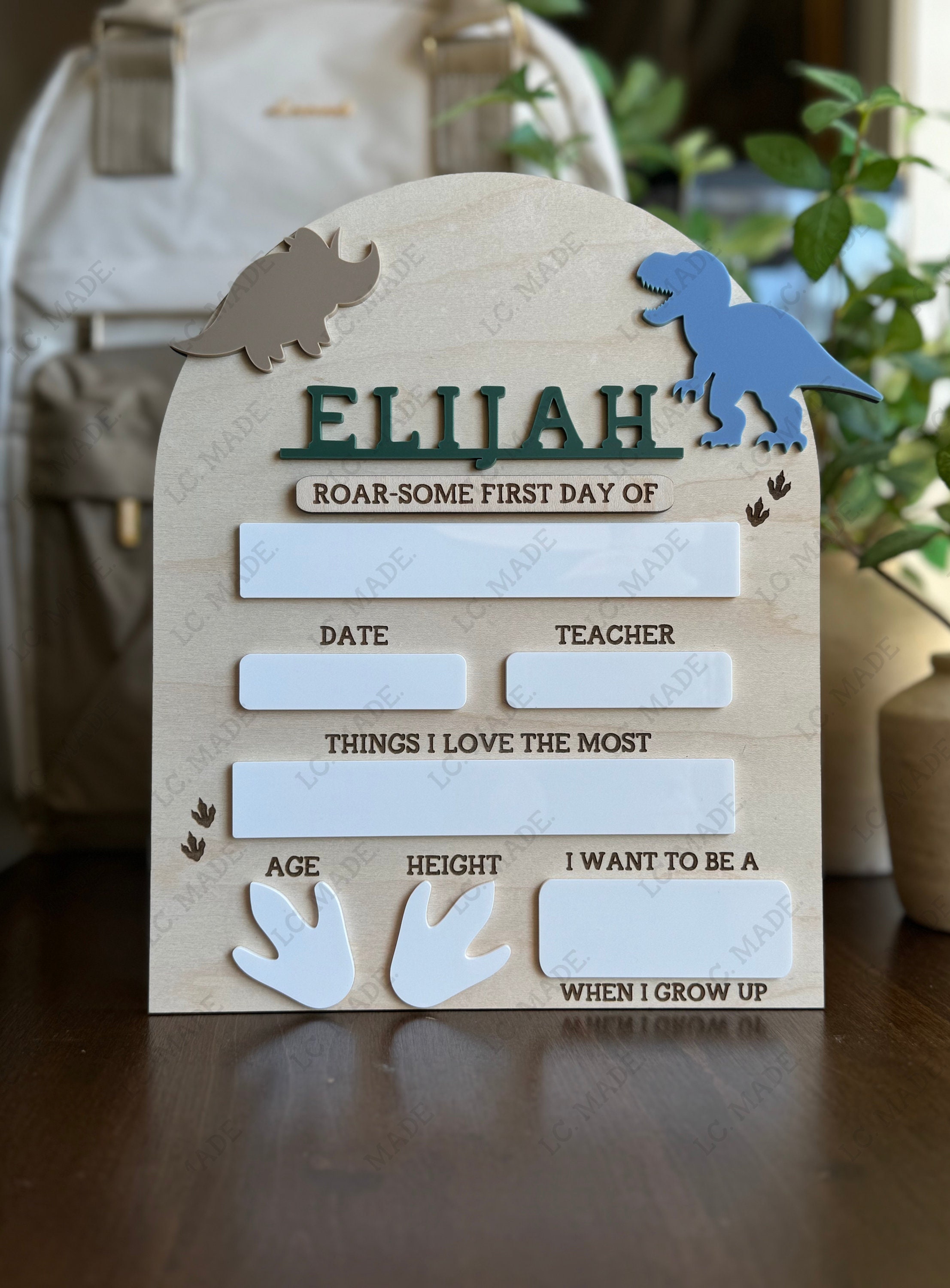 Dino Back To School Board, First Day of School, Last Day of School, Dino, Dinosaur Theme, School Sign, Personalized, Dino School Board
