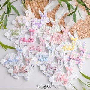 NEW Easter Basket Tag, Bunny Easter Basket Name Tag, Bunny Easter Basket Tag, Personalized Kids Easter Basket, Easter Basket Bows, Heirloom Bild 4