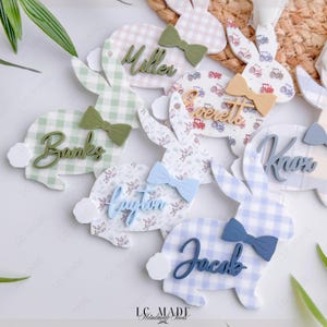 NEW Easter Basket Tag, Bunny Easter Basket Name Tag, Bunny Easter Basket Tag, Personalized Kids Easter Basket, Easter Basket Bows, Heirloom Bild 9
