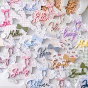 NEW Easter Basket Tag, Bunny Easter Basket Name Tag, Bunny Easter Basket Tag, Personalized Kids Easter Basket, Easter Basket Bows, Heirloom Bild 19