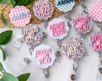 Faith Badge Reels, Camo Christian Badge Reel, Preppy Gingham Badge Accessories, Gift Ideas For Nurses, Personalized Badge Holders, Cute RN