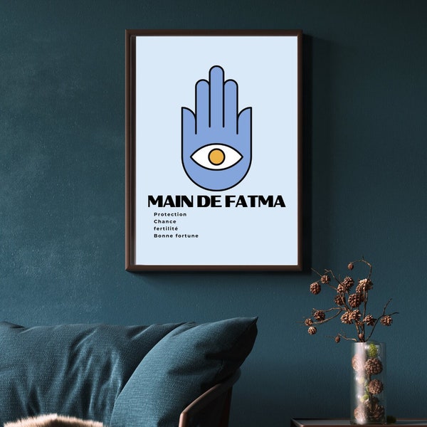 Wall decoration poster - Hand of fatma - Protection / luck / fertility / fortune