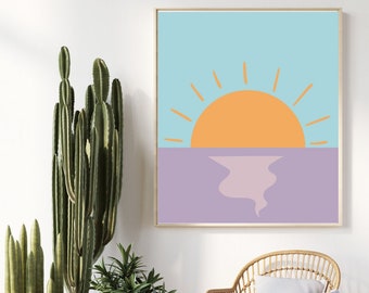 Wall decoration poster - Sunset - Pastel colors - Sun view / beach