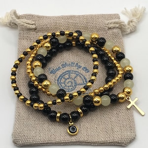 Evil Eye bracelet collection, Boho Protection Charm Jewelry Gift, Unique Gift Idea, Spiritual and Trendy Jewelry, Black & Golden