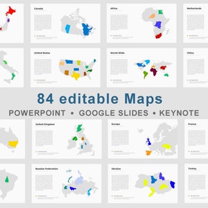 Kaarten powerpoint, Kaarten ppt, Kaarten Keynot, Kaarten voor presentatie, Volledig bewerkbare kaarten, Compatibel met Powerpoint, Keynote, word, google slide