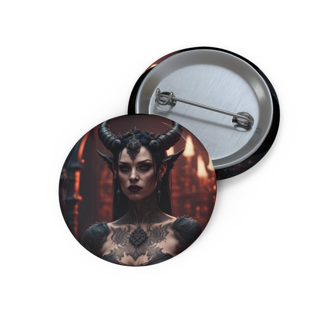 Gothic Red Vampire Pin Button - Etsy