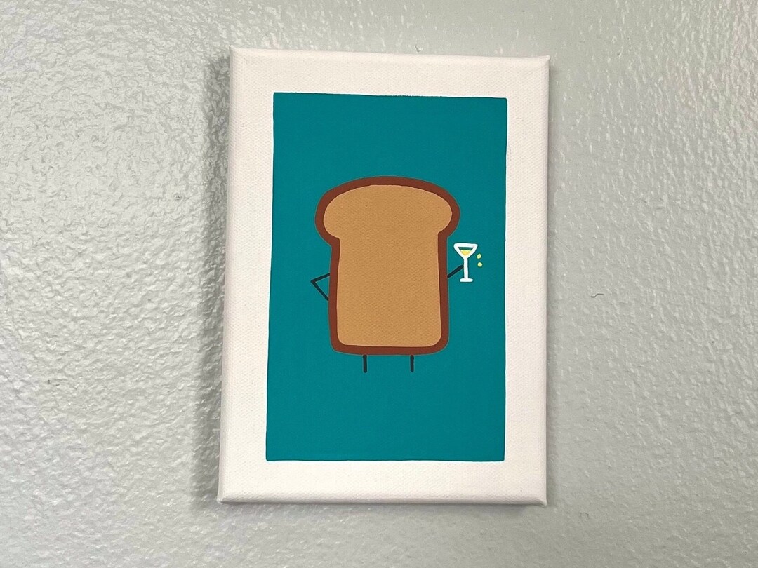 Abstract Toast A Toast to You - Funky, Food Art, Cheers, Party, Bar, Original Acrylic ...