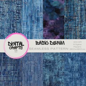 Denim Seamless Pattern Digital Paper Download Scrapbook Paper Printable Digital Printable Download Textile Fabric Print