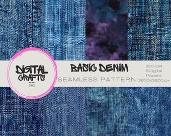 Denim Seamless Pattern: Scrapbook Paper, Fabric Print (Digital Download)
