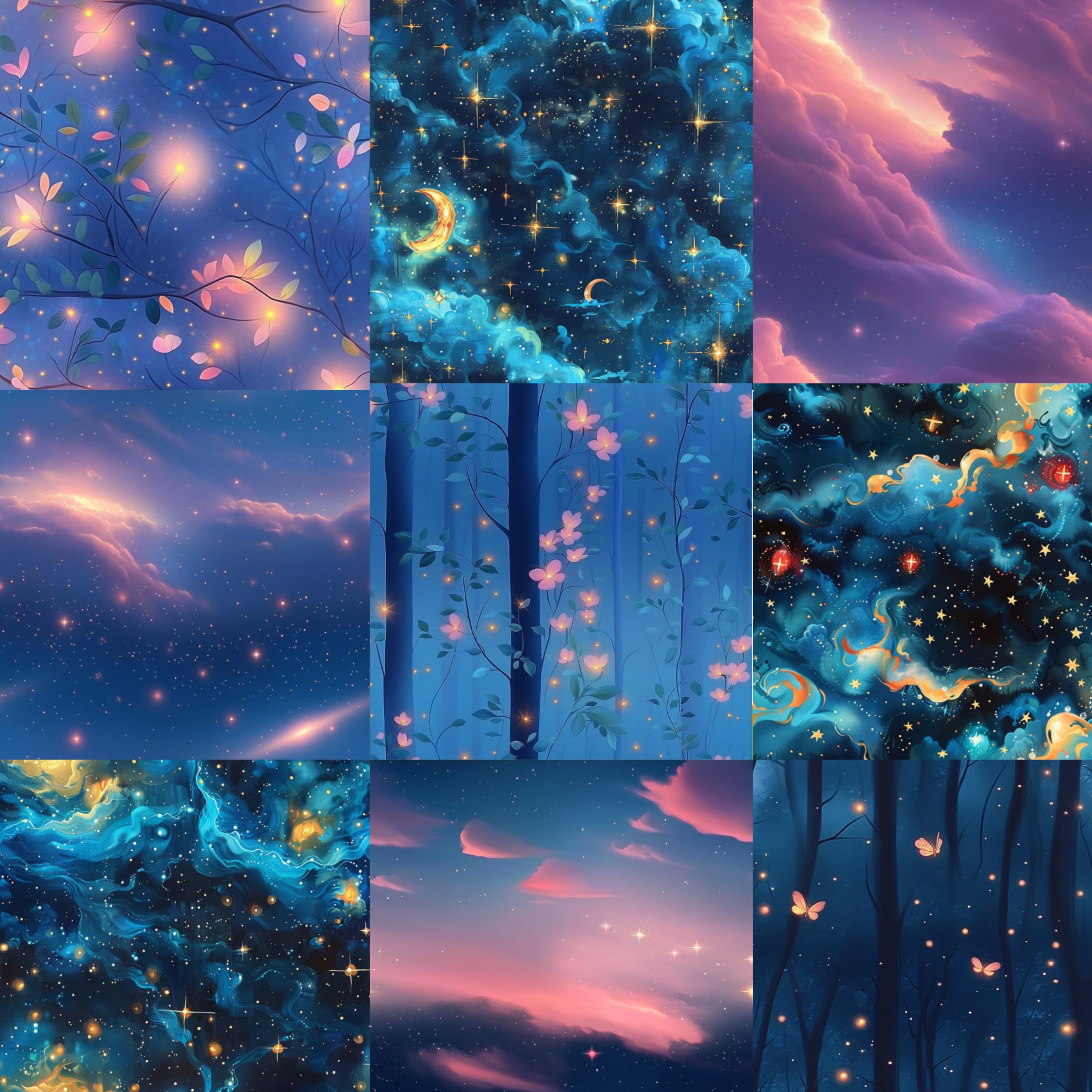 Starry Night Seamless Pattern Bundle: Celestial Digital Paper (digital ...