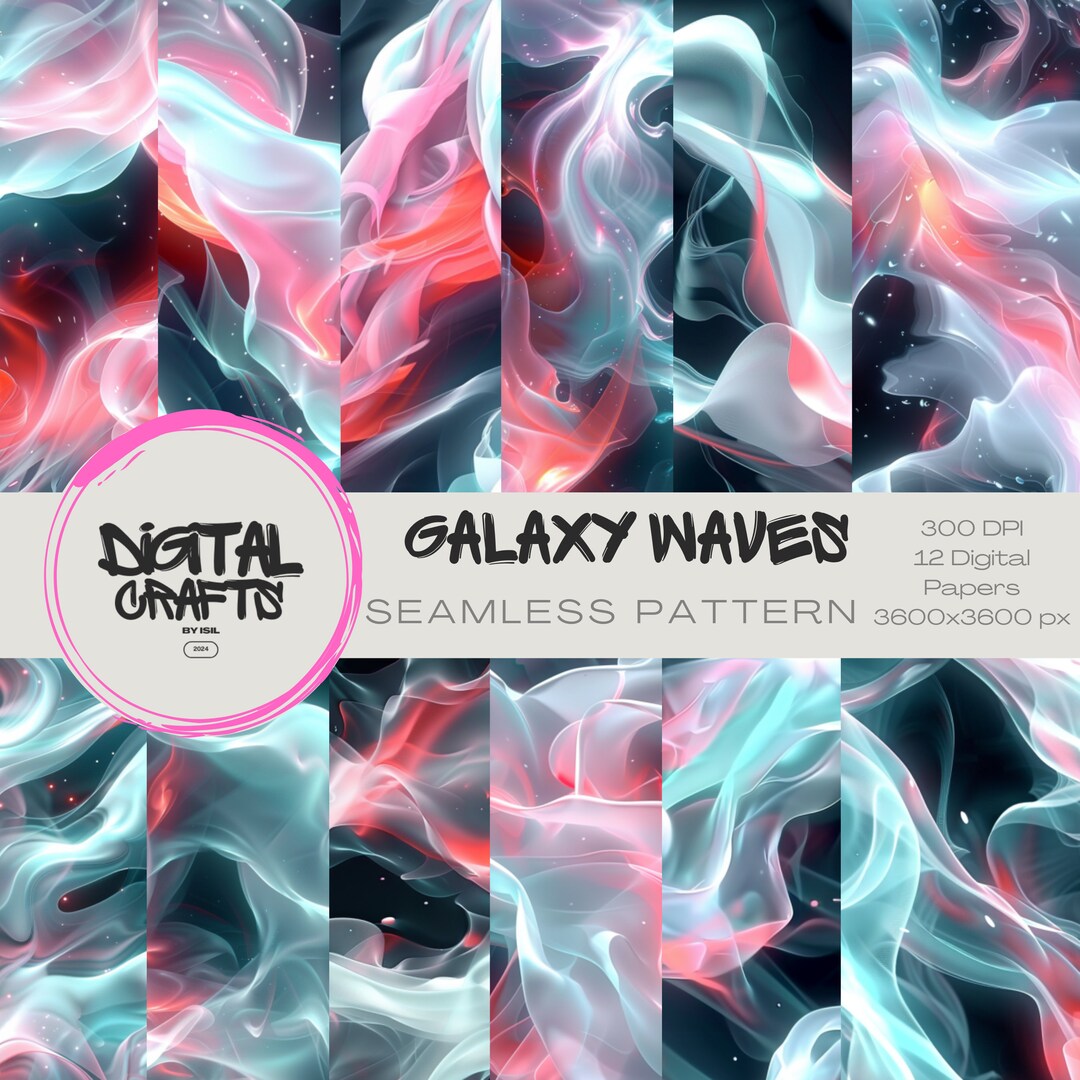 Galaxy Waves Seamless Pattern: Cosmic Art Printable (digital Download ...