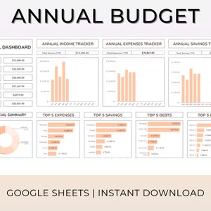 Jahresbudget Tabelle für Google Sheets, Budget Tracker, Budget Vorlage, Jahresbudget Vorlage, Persönliches Budget, Familienbudget