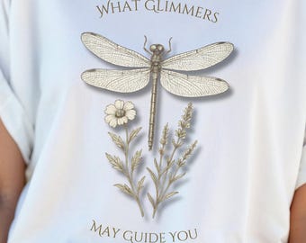 Vintage Style Dragonfly Botanical T-Shirt | Cottagecore Bug Insect Graphic Tee