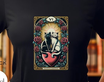 The Lovers Tarot Cat T-Shirt: Witchy Soulmate Graphic Tee