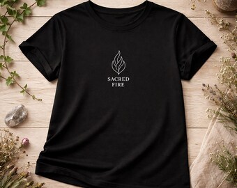 Sacred Fire Minimalist Flame Graphic Tee, Dark Feminine Spiritual Top
