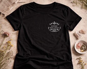 Support Local Witch Shirt, Minimal Witchy Top, Cottagecore Tee