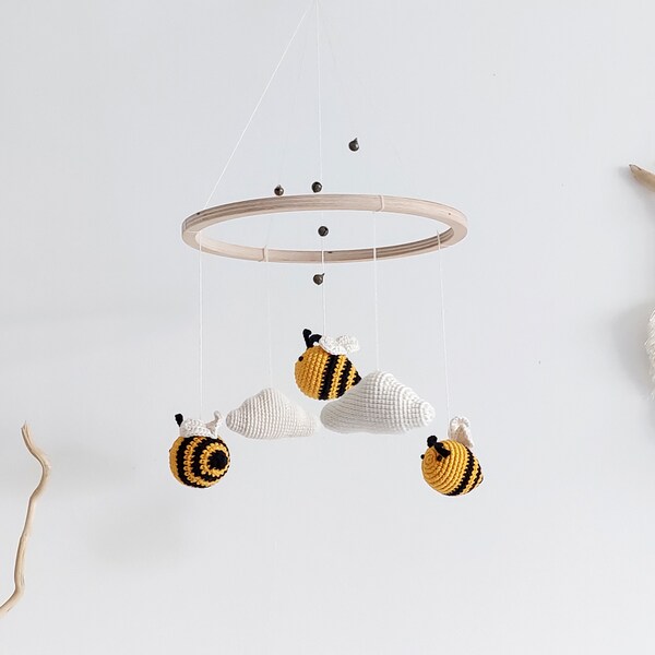 Bee baby mobile, mead nursery mobile, honey crib mobile